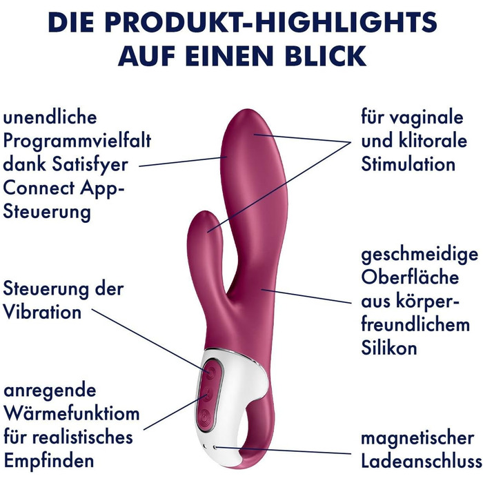 Satisfyer Rabbit Heated Affair Connect – вібратор-кролик з підігрівом та Bluetooth, 20.5 см, червоний