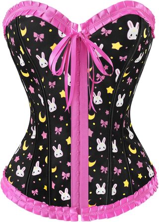 Кросет з мережива LittleForBig для жінок з шнурівкою, повномірний бюст, корсаж, бодішейпер, топ (4XL, Рожевий)