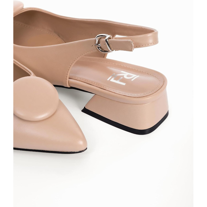 Жіночі туфлі-човники Slingbacks на стійких підборах 4 см, штучна замша, бежеві, розмір 42 EU (вузька нога), модель ML682-0716