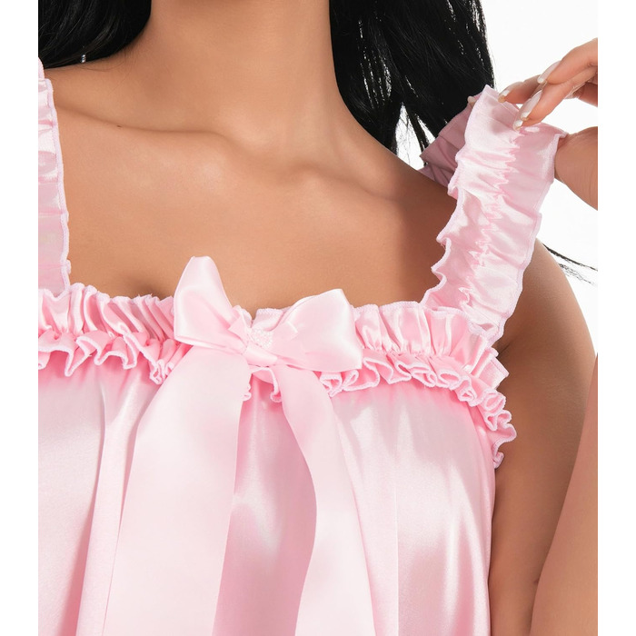 Сукня-комбінезон Satini Dessous з мереживом та рюшами, стиль бебі-дол, для косплею та кросдресу (S, ніжно-рожевий)