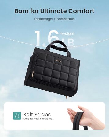 Жіноча сумка-шопер LOVEVOOK велика, легка стегана сумка Tote Bag з відділенням для ноутбука 15.6 дюймів, робоча сумка для вчителів, офісна сумка на плече, чорна