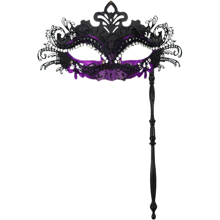 Вечірня маска на обличчя з держаком для жінок, мереживна маска для вечірок, випускного, маскараду, сцени, косплею (червона, небесно-блакитна)