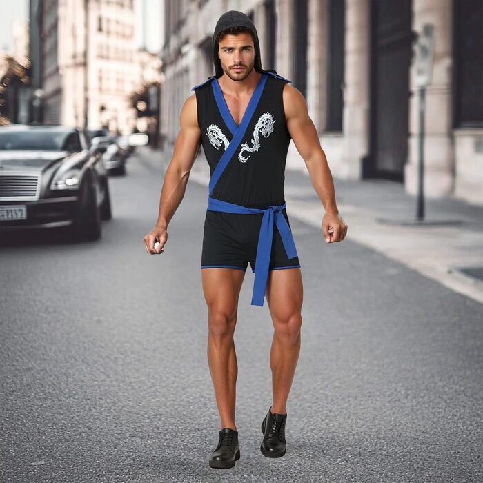 Костюм Ковбоя для Чоловіків Rrongwn: Сексуальний Комплект Інтимної Білизни з Ролі Костюма Слуги (XL, Синій)