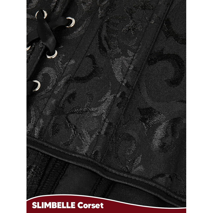 Корсетний топ SLIMBELLE для повного бюсту: готичний корсет з мереживом та шнурівкою, чорний, XL