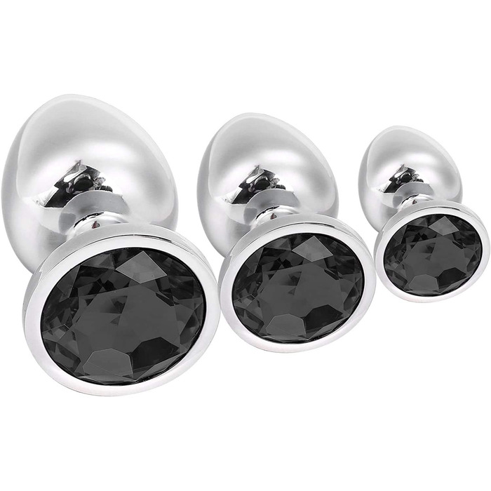 Набір анальних пробок Klein Medium Groß Metall з кристалами та діамантами (чорний)