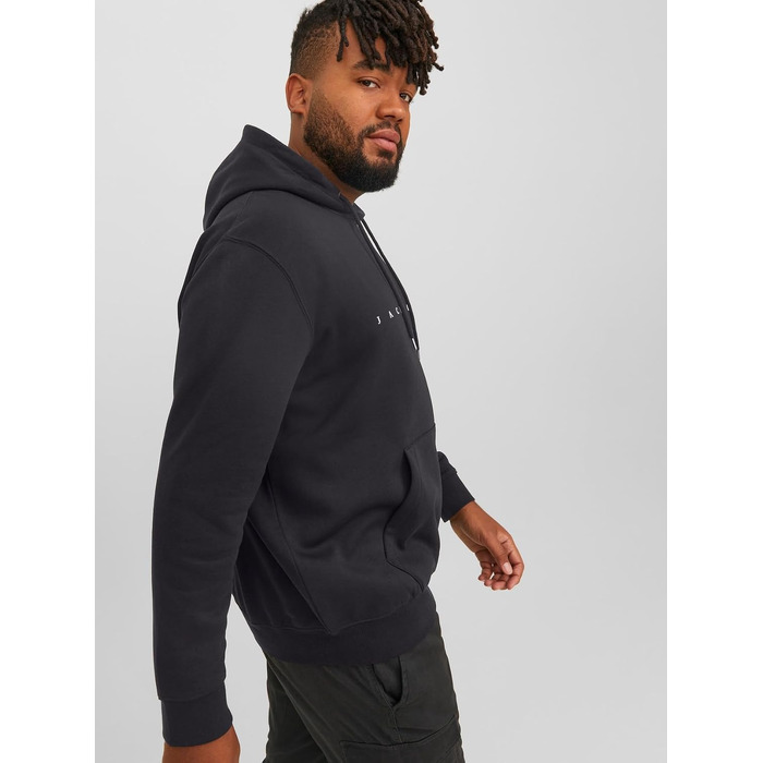 Чоловічий худі Jack & Jones JJESTAR JJ Sweat Hood — розслаблена посадка (Relaxed Fit), чорний, розмір 3XL