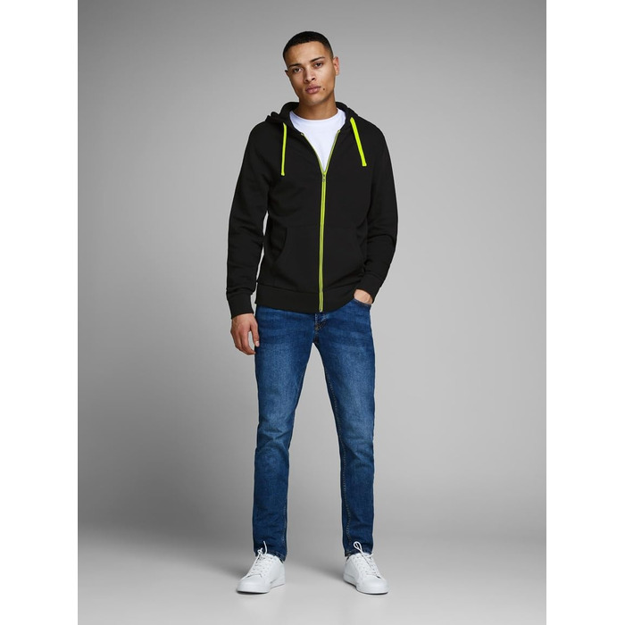 Чоловіча толстовка-худі на блискавці Jack & Jones Jjeholmen Noos, чорна (Reg Fit, XXL)