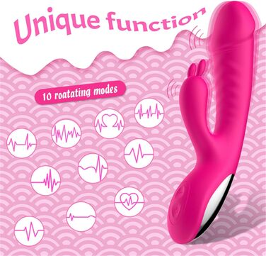 Вібратор силіконовий для G-точки з 10 режимами вібрації, нагріванням, для жінок. Кролик, рожевий. Інтимні іграшки