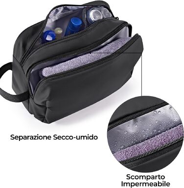 Чоловіча дорожня косметичка BAGSART, містка сумка для аксесуарів та гігієни з подвійною блискавкою, 5 л, темно-сіра (штучна шкіра)