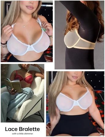 Жіночий бюстгальтер Wingslove з кісточками, мереживний, прозорий, без пуш-апу, з силіконовими накладками на соски (80B, слонова кістка)