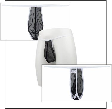 Сексуальна чоловіча білизна BIATWOWR: прозорі труси G-String, дихаюча тканина, м'якість, темно-сірий/чорний, XXL