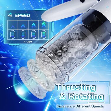 Електричний мастурбатор з ручкою для чоловіків – автоматичний стимулятор пеніса, секс-іграшка для соло, телескопічний, з ротацією та функцією всмоктування