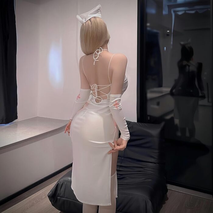 Костюм медсестри на Хелловін JasmyGirls: сексуальний набір для косплею, серіали, аніме, білий, X-Small - Medium