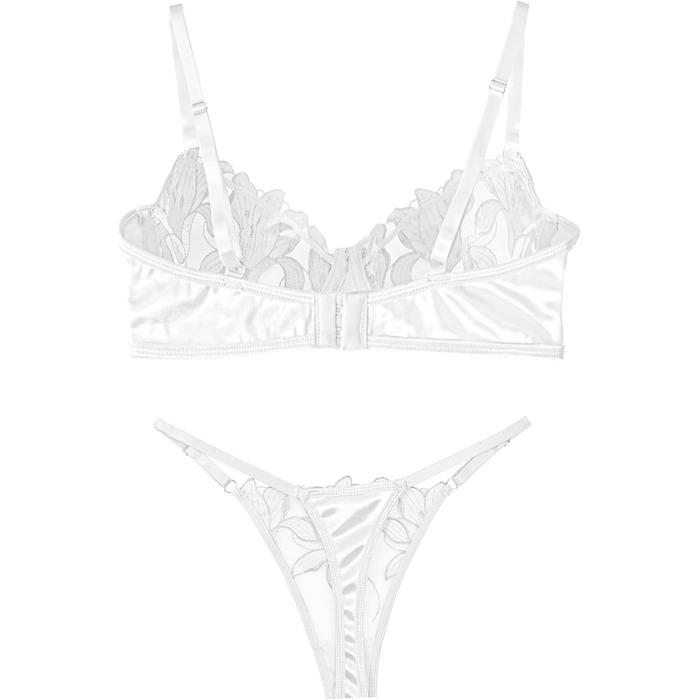 Panegy: Комплект бюстгальтера та трусиків з вишивкою, Push-Up, білий, M