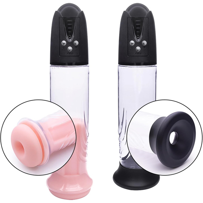 Електрична пеніс-насос з 4 рівнями інтенсивності та 4 режимами вакууму для збільшення пеніса. Мастурбатор з силіконовими насадками та сумкою