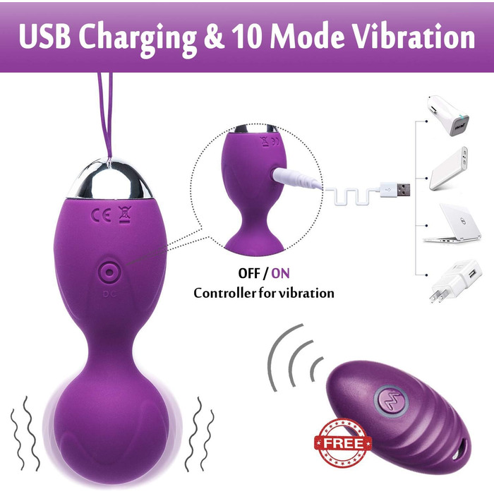 Тренувальні кулі для вагіни (кільця Кегеля) з медичного силікону для контролю сечовипускання та зміцнення м'язів тазу, фіолетові