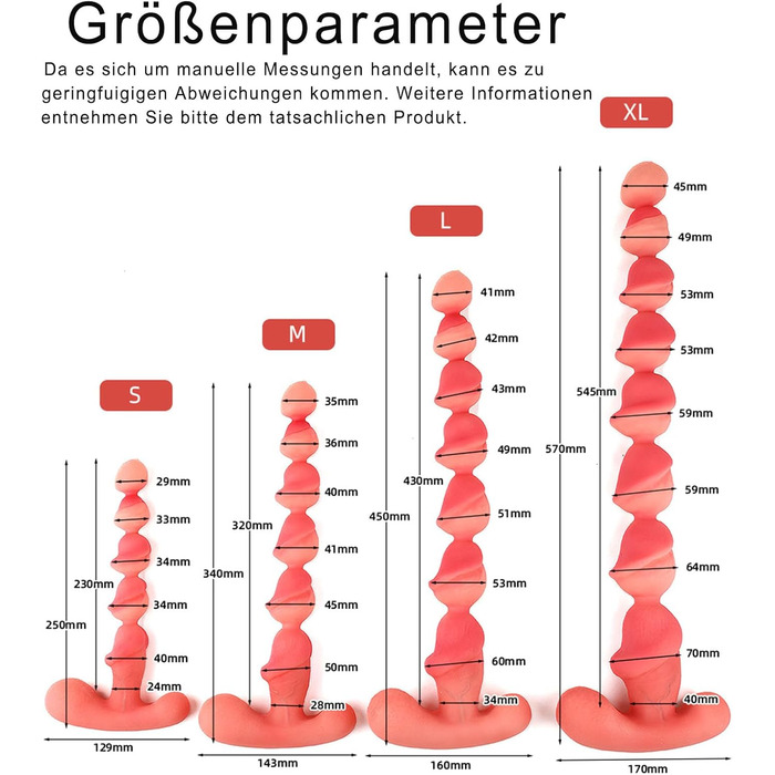 Силіконові анальні кулі Youxclian різних розмірів для сексуальної стимуляції (5/6/7/8 см)