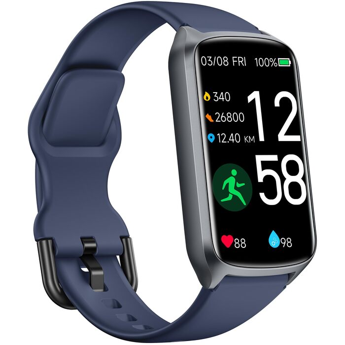 Фітнес-трекер Smart Watch для жінок та чоловіків, водонепроникний 5ATM, моніторинг SpO2, пульсу та сну, 20+ режимів тренувань, крокомір, темно-синій