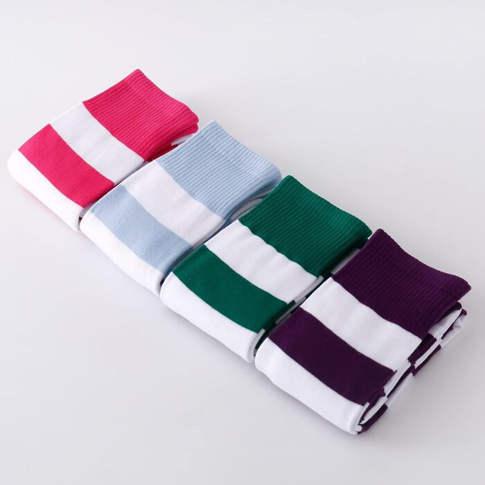 Шкарпетки Kayhoa з бавовни у смужку, до коліна/стегна (M, Синій/Фуксія/Зелений/Фіолетовий)