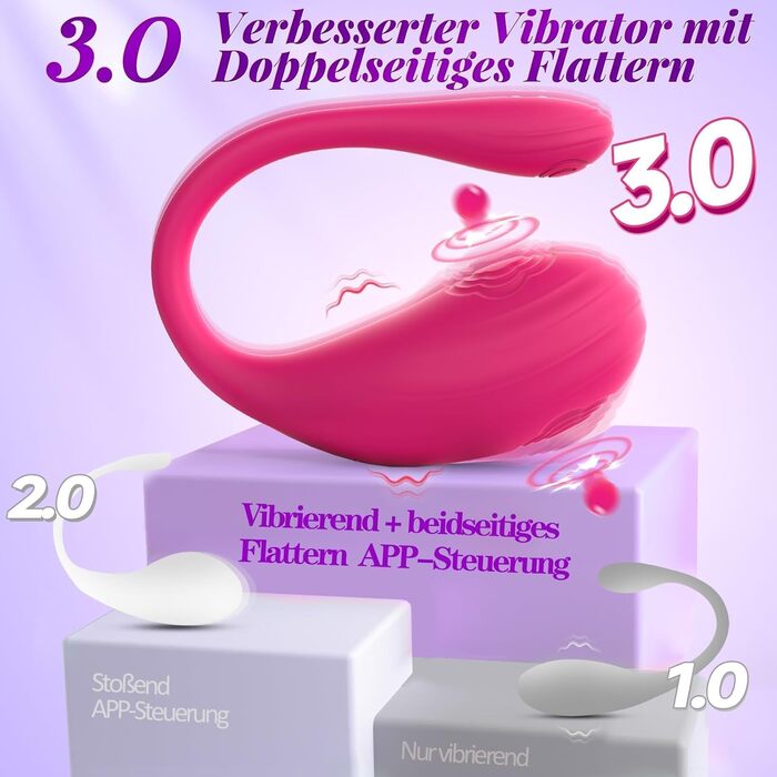 Вібратор KI-Sync Liebeskugeln для жінок, анальні дилдо-вібратори, комплекти для стимуляції клітора, 9 режимів, анальний плагін, стимулятор для G-точки (магента, універсальний розмір)