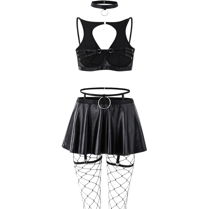 Чорний комплект білизни з корсетом, чашками та шнурівкою Liloy для жінок (3XL)