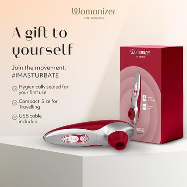 Womanizer Pro 40 - вібратор для клітора, жіночий секс-іграшка | 6 режимів, тихий, вологостійкий, червоний