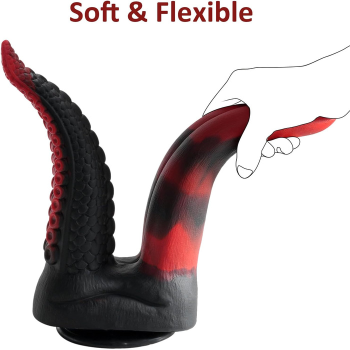 Анальний стимулятор Shkanla Monster Doppeldildo з щупальцями, реалістичний гігантський дилда з присосками, силікон, фентезі, стимулятор G-точки, іграшка для дорослих, червоний, чорний