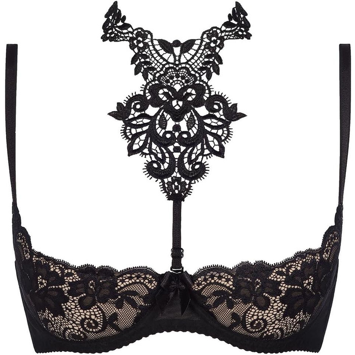 Axami V-8241: чорна мереживна бюстгальтер 80E з регульованими бретелями | Axami Dame Hebe BH Dessous Spitze Regulierbar