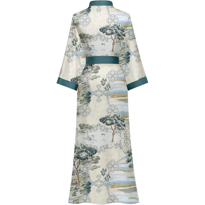 Жіночий халат з довгим рукавом з шовку, сатин, кімоно, квітковий принт, універсальний розмір