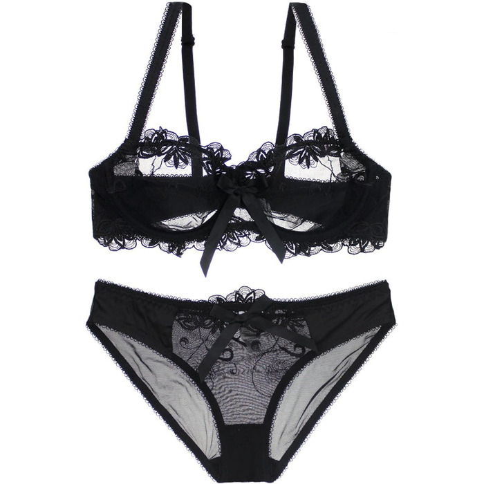 Комплект жіночої білизни Necalisi: бюстгальтер з пуш-ап та трусики, чорний, 34/75B