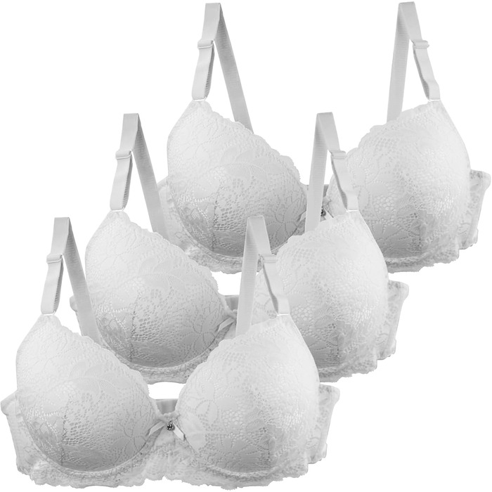 Набір з 3 бюстгальтерів CSKJ для великої груди: класичний мереживний бюстгальтер з підтримкою, без кісточок, пуш-ап, м'який, безшовний, для йоги, спорту, повсякденного носіння