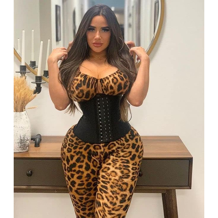 Корсет YIANNA для жінок: корегує та підтягує живіт, латекс, з 9 сталевими кісточками, чорний