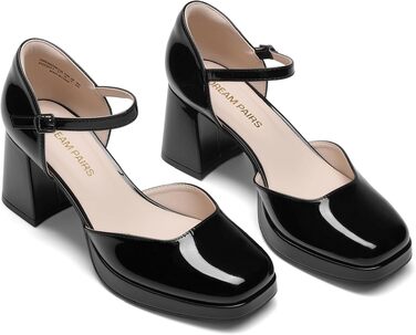Жіночі туфлі Mary Jane Dream Pairs на масивній платформі, чорний лак (розмір 40 EU)