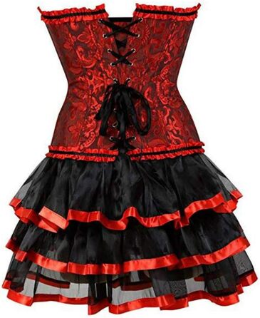 Сукня готична Moulin Rouge Coragenkleid Korett з пишною спідницею, великі розміри -6XL (XS, Червоний-2)
