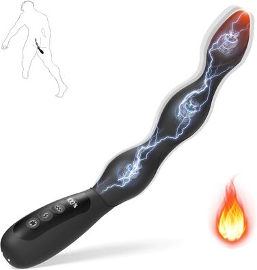 Анальні вібратори для чоловіків з електрошоком та стимуляцією простати, 10 режимів вібрації, 3 режими нагріву. Анальний плагін для чоловіків та жінок. Іграшки для дорослих, анальні плагіни для пар.