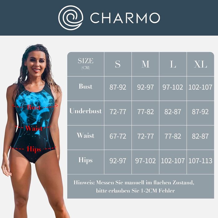 Чармо: Спортивний купальник для жінок. Одноцільний купальник з широкими лямками. Чорний/червоний колір.