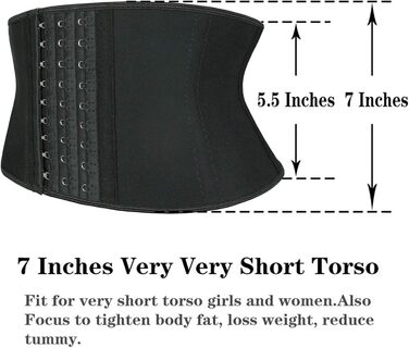 Корсет для фігури жіночий, чорний, 17.8 см, короткий торс, 9 сталевих кісток