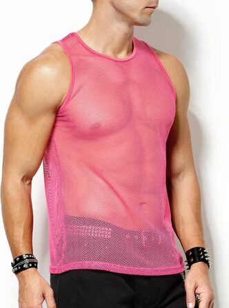 Чоловіча сітчаста майка Casey Herren Netz Tank Top з круглим коміром, Cubwear (L, рожевий A3)