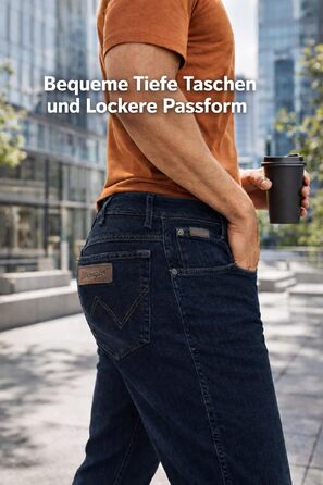 Чоловічі стрейч-джинси Wrangler Texas Regular Fit Authentic Straight, Blue Black (W40/L32)