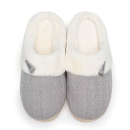 Жіночі зимові капці NineCiFun з плюшу та пінополіуретану (Memory Foam), протиковзаючі, сірі, розмір 38/39 EU