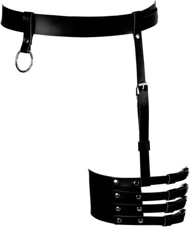 Жіночий шкіряний поясок для панчіх, корсет, боді-кейдж, чорний