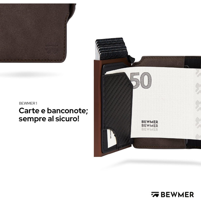 Преміум картхолдер BEWMER — тонкий гаманець для карт з RFID-захистом для жінок та чоловіків, коричневий