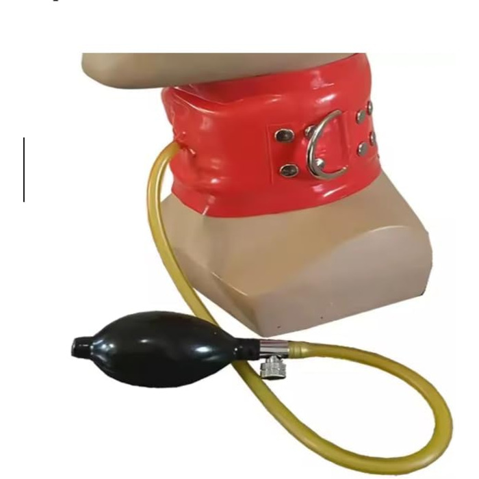 Латексний костюм Гейлоп з корсетом на шиї, чорний. Регульований, з блискавкою на спині.