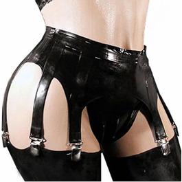 Чорний латексний пояс-стрінг Kangxinsheng для жінок, ручної роботи, з 10 ремінцями для ніг, аксесуар для косплею та костюмів