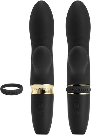 Вібратор AMORELIE Crush – Кролик, 18,5 см | Водостійкий, акумуляторний (Чорний)