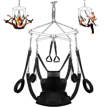 Гойдалка для дорослих BDSM Onyx 360° поворотна, стельовий ремінь для приміщень, розширена комфортна платформа, комплект