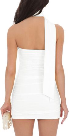 Міні-сукня-труба для жінок з шарфом, облягаюча, з рюшами, фігурна, коротка, для клубу, у стилі Y2K, вечірня, біла/з принтом 