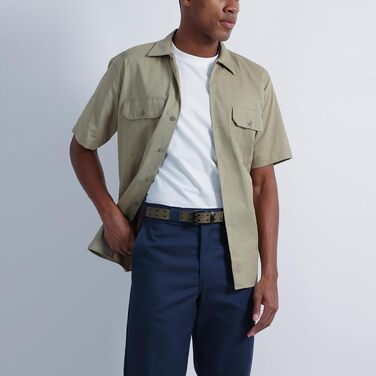 Чоловічий шкіряний ремінь Dickies з подвійною пряжкою, перфорований, оливковий (розмір 42-44)