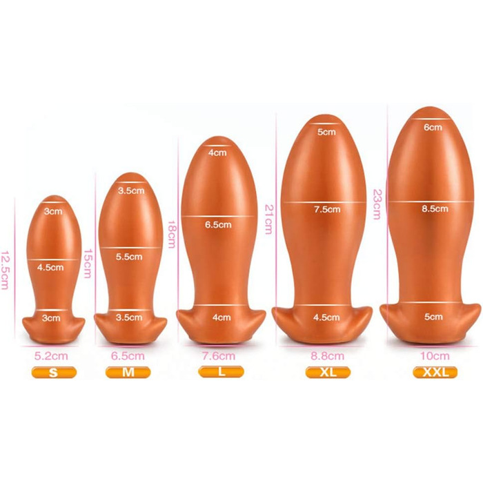 Анальний плаг ChicLSQ XXL (золото) - великий силіконовий аналізатор для масажу простати та стимуляції