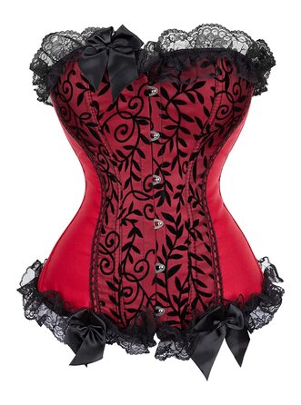 Жіноче корсетне прилягання з атласу/брокату, на шнурівці, корсет з кісточками, розмір S-6XL 32-34, бордовий